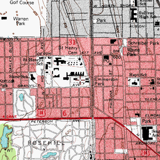Topographic Map of Emmerson Park, IL