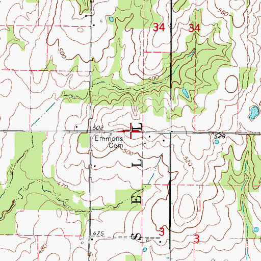 Topographic Map of Emmons Cemetery, IL