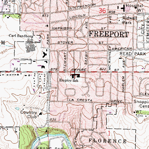 Topographic Map of Empire Elementary School, IL