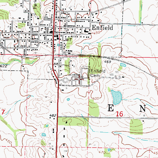 Topographic Map of Enfield Village Cemetery, IL