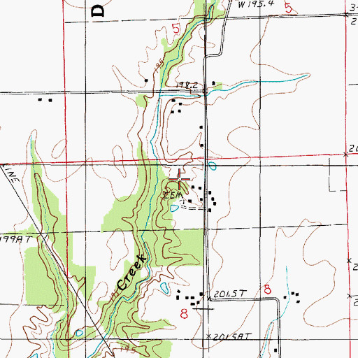 Topographic Map of Ennis Cemetery, IL