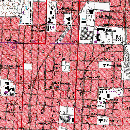Topographic Map of Enos Park, IL