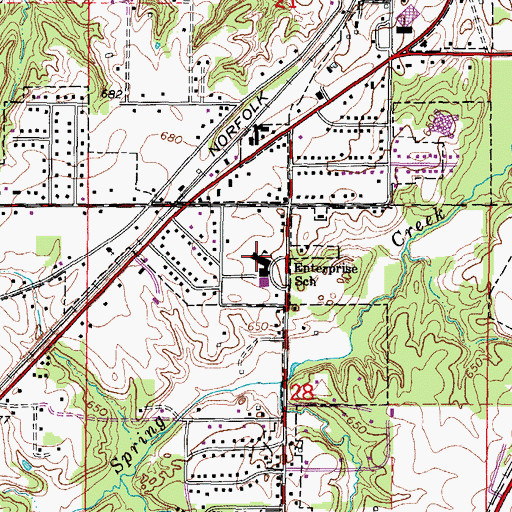 Topographic Map of Enterprise Elementary School, IL