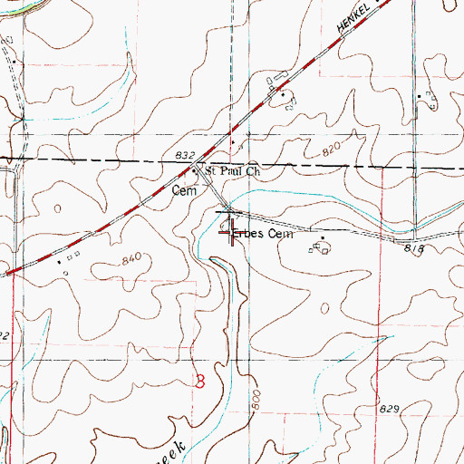 Topographic Map of Erbes Cemetery, IL