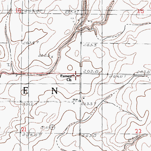 Topographic Map of Esmen Center School (historical), IL