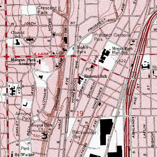 Topographic Map of Esmond Elementary School, IL