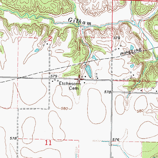 Topographic Map of Etcheson Cemetery, IL
