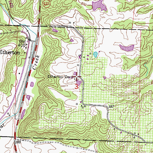 Topographic Map of Etherton Cemetery, IL