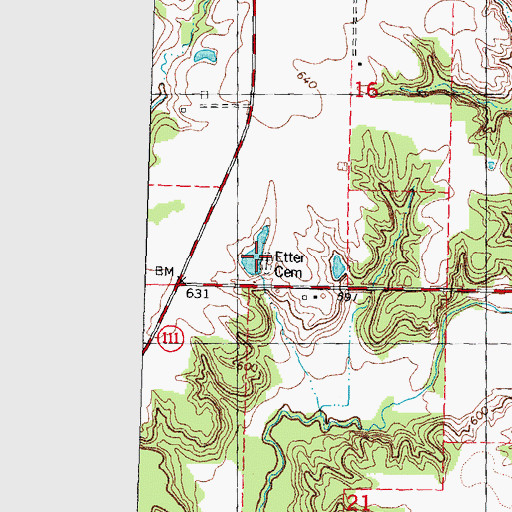 Topographic Map of Etter Cemetery, IL
