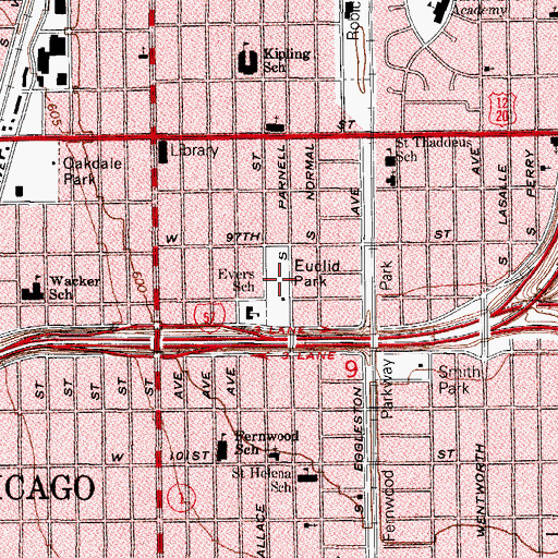 Topographic Map of Euclid Park, IL