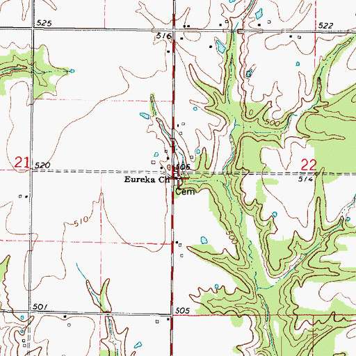 Topographic Map of Eureka Church, IL