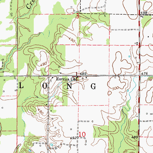 Topographic Map of Eureka Church, IL