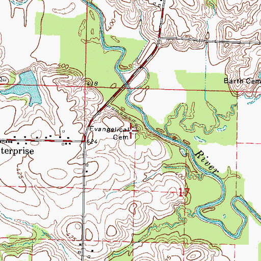 Topographic Map of Evangelical Cemetery, IL