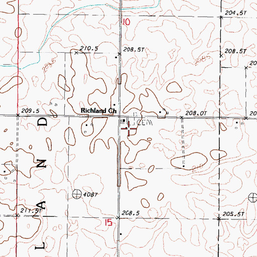 Topographic Map of Richland Church, IL