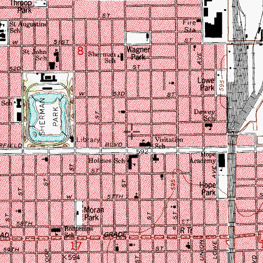 Topographic Map of Evangelical Hospital, IL