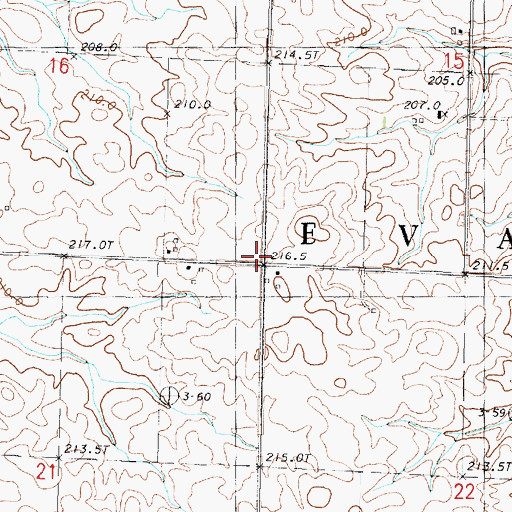 Topographic Map of Evans Center School (historical), IL