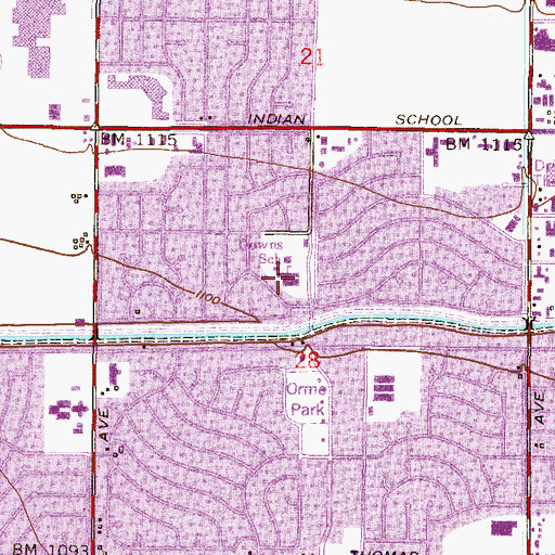 Topographic Map of Glenn L Downs School, AZ
