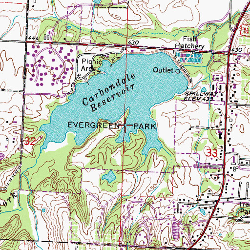 Topographic Map of Evergreen Park, IL