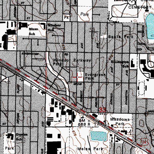 Topographic Map of Evergreen Park, IL
