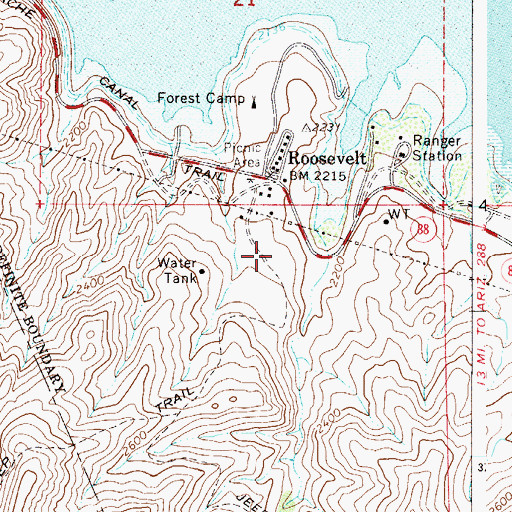 Topographic Map of Lakeview Trailer Park, AZ