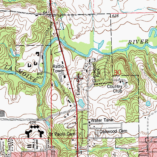 Topographic Map of Everly Park, IL