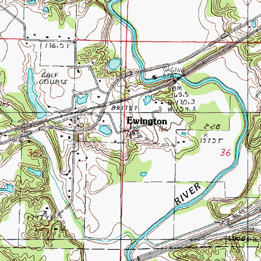 Topographic Map of Ewington Cemetery, IL