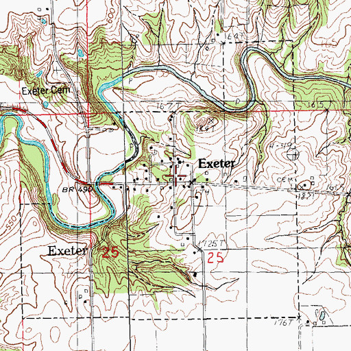 Topographic Map of Exeter, IL