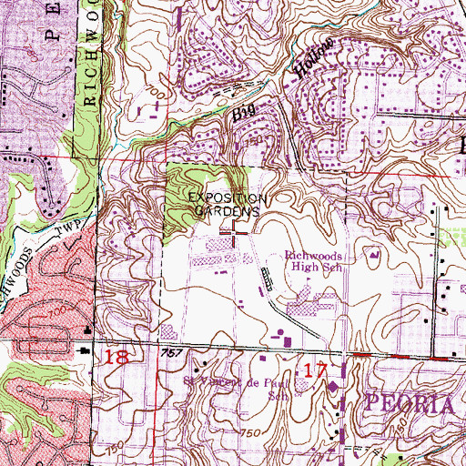 Topographic Map of Exposition Gardens, IL