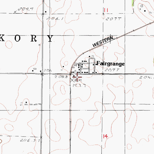 Topographic Map of Fairgrange, IL