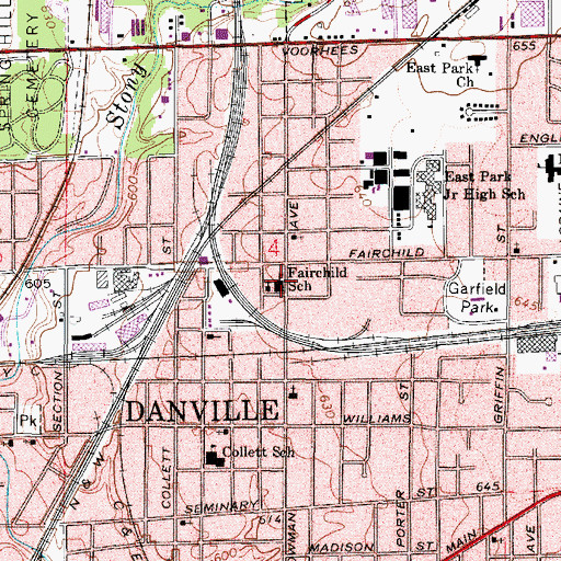 Topographic Map of Fairchild School, IL