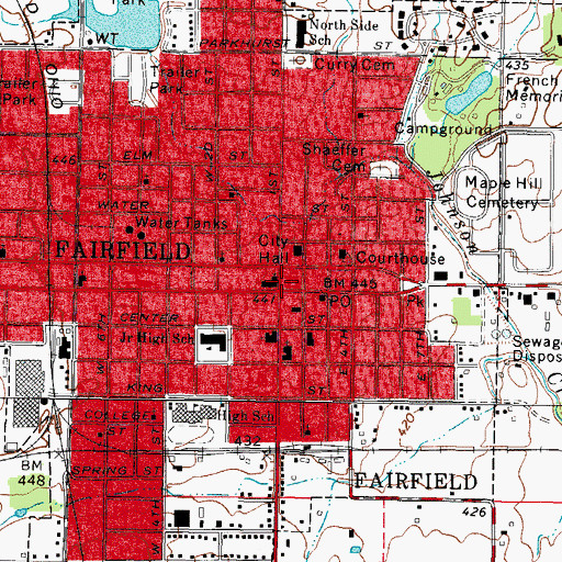 Topographic Map of Fairfield, IL