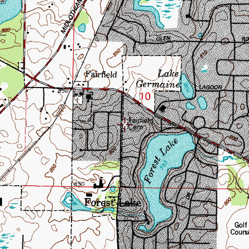 Topographic Map of Fairfield Cemetery, IL
