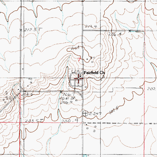 Topographic Map of Fairfield Church, IL