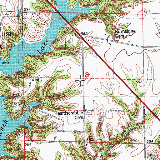 Topographic Map of Fairfield Church (historical), IL