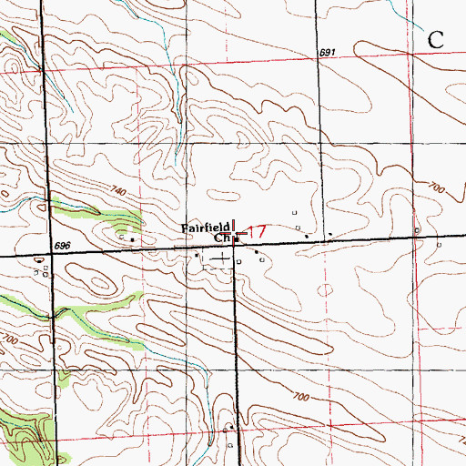 Topographic Map of Fairfield Church, IL