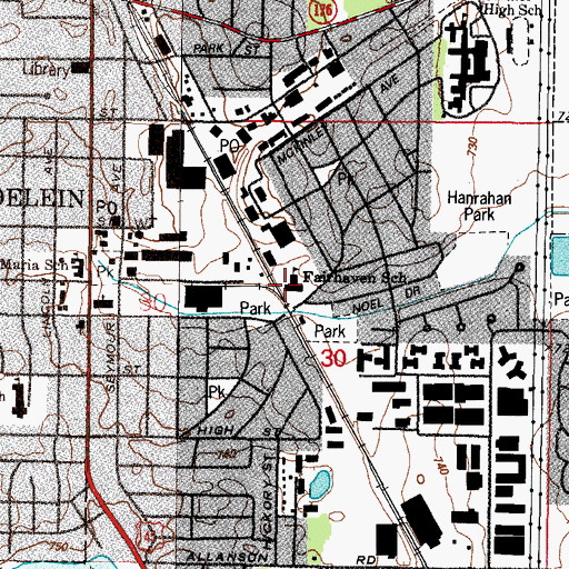 Topographic Map of Fairhaven School, IL
