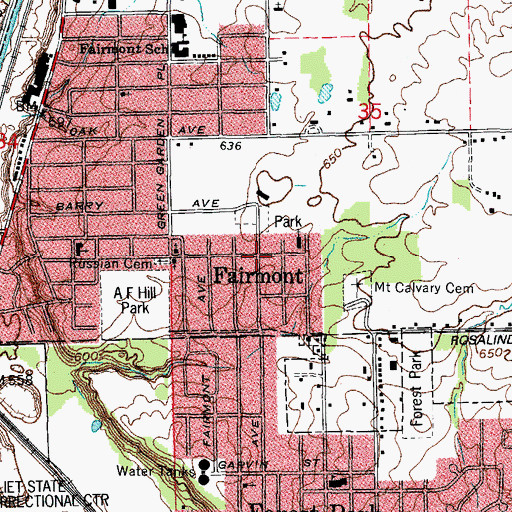 Topographic Map of Fairmont, IL