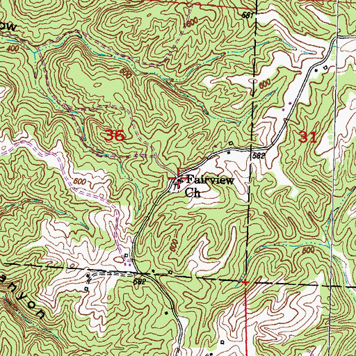 Topographic Map of Fairview Church, IL