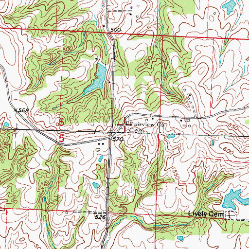 Topographic Map of Fairview Church, IL
