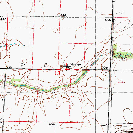 Topographic Map of Fairview Church, IL