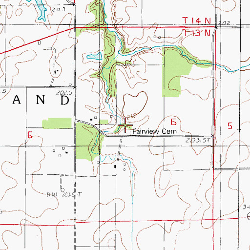 Topographic Map of Fairview Church (historical), IL