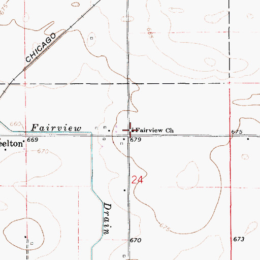 Topographic Map of Fairview United Methodist Church, IL