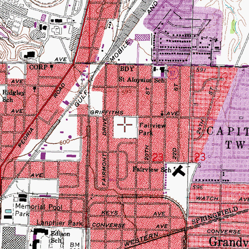 Topographic Map of Fairview Park, IL