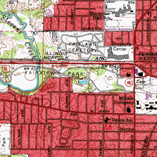 Topographic Map of Fairview Park, IL