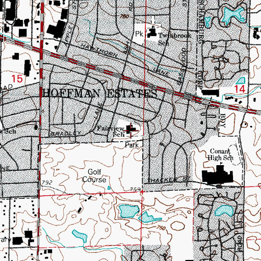 Topographic Map of Fairview Elementary School, IL