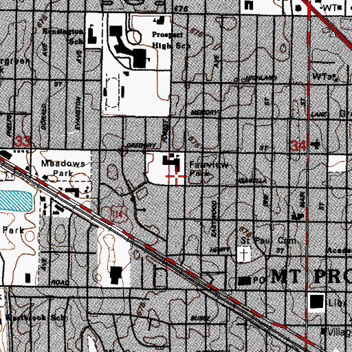 Topographic Map of Fairview Elementary School, IL