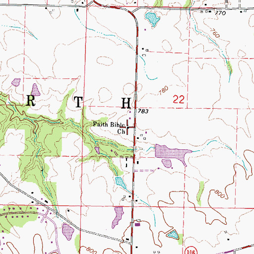 Topographic Map of Faith Bible Church, IL