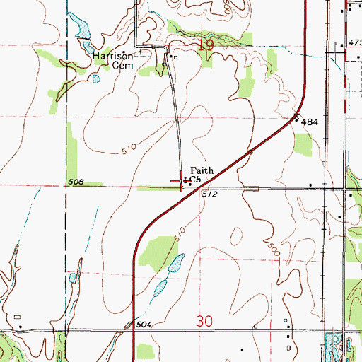 Topographic Map of Faith Church, IL