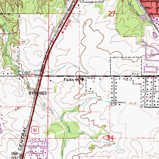 Topographic Map of Faith Baptist Church, IL