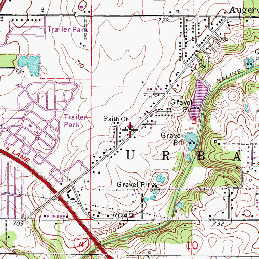 Topographic Map of Faith Church, IL